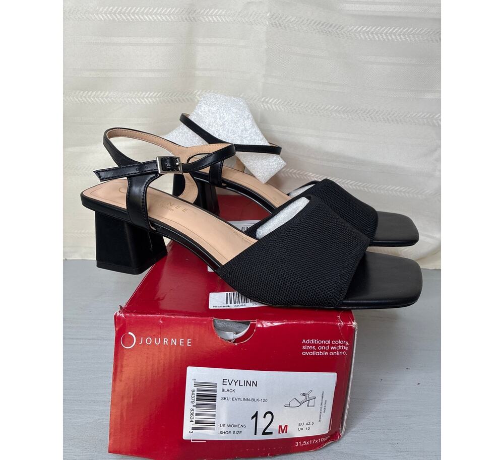 Journee Collection Evylinn Knit Block Heel Dress Sandals Black Size 12M